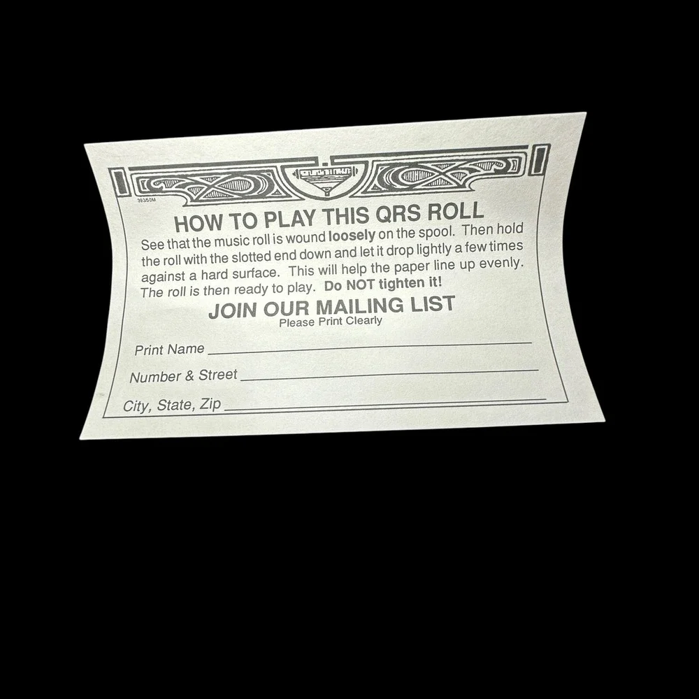 The Wind Beneath My Wings Rudy‎ Martin QRS Piano Music Word Roll 10-992
